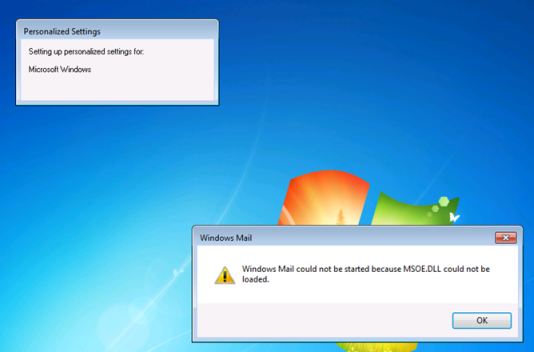 Windows Mail could not be started because MSOE.DLL could not be loaded