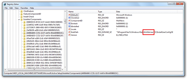 WinMail.exe ActiveSetup parameters