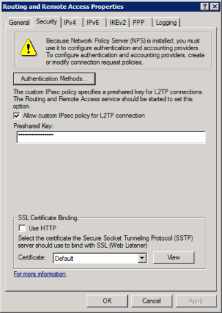 Pre-Shared Key for IPsec tunnel