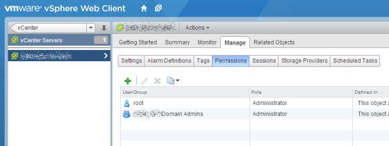 vCSA edit vCenter permissions